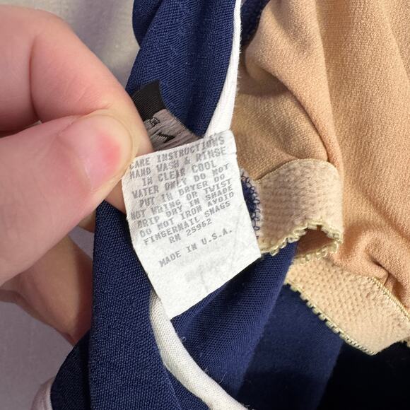 Vintage Anne Klein for Sirena Swimsuit Size 10 Navy Blue One Piece Retro Style - Picture 8 of 11